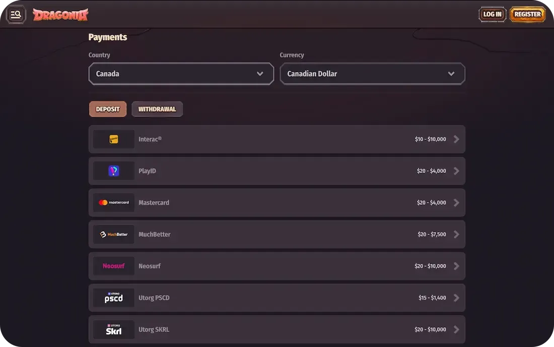 Dragonia payments